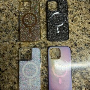 Stylish Gold and Black Phone Cases with Glittery Texture